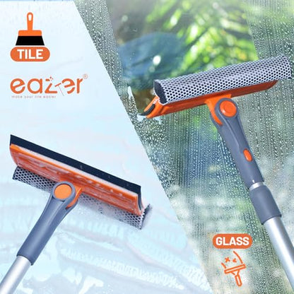 eazer Professional Window Squeegee, 2-in-1 Rotatable Squeegee for Window Cleaning Kit, Window Cleaner Tool, Window Washing Equipment Kit with Extension Pole (20''-30'') for Shower/Windshield - size: 20-30inch