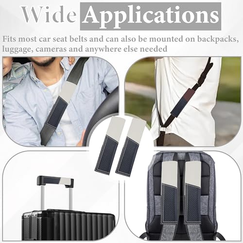 ecocstm 2 PCS Car Seat Belt Cover Pad, Carbon Fiber Safety Seatbelt Shoulder Strap Covers, Breathable Leather Soft Harness Pad, Interior Car Accessories, Universal for SUV, Truck, RV (Beige&Black - color: Beige