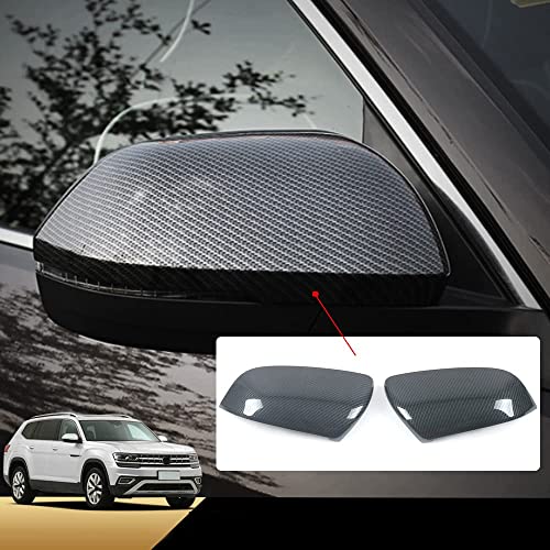 for Volkswagen Atlas 2018 2019 2020 2021 2022 2023 Atlas Cross Sport Side Rearview Mirror Cover, Carbon Fiber Pattern Auto Exterior Atlas Accessories - size: SIDE MIRROR COVER-2PCS