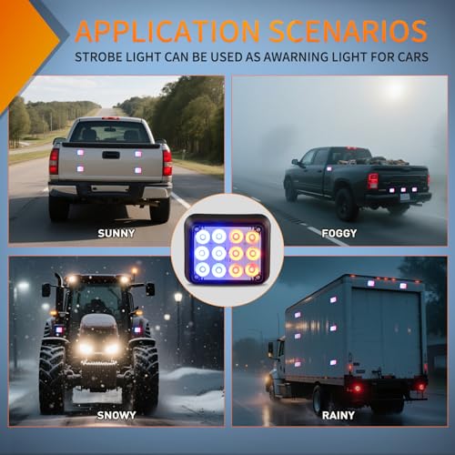 Nilight 12LED Magnetic Wireless Trailer Lights 2PCS Rechargeable Portable Hazard Beacon Warning Light Red and Blue Emergency Strobe Light for Trucks Trailers Vehicles Cars Bus Surface Mount - color: 12LED Blue Red
