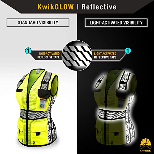 KwikSafety - Charlotte, NC - RoadBOSS Economy & Premium Safety Vest for Women [SNUG-FIT] Class 2 ANSI Tested OSHA - color: Yellow (Limited Edition), size: X-Small, style: 1 Pack