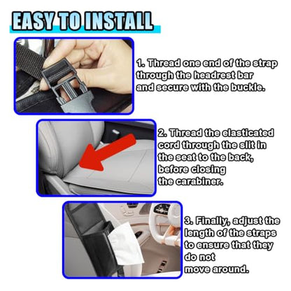 2-in-1 Tissue Holder Car Seat Storage Hanging Bag- Multi-Function Water Bottle Holder Bag Car Seat Side Organizer for Phone & Drink- Large Cup Holder Auto Stuff Holder with Mesh Pocket for Cars(Black)