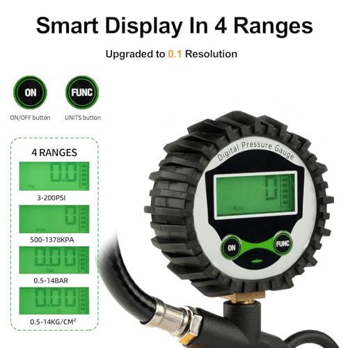 FORNAX Digital Tire Inflator with 200 PSI Pressure Gauge for Testing Tire Pressure