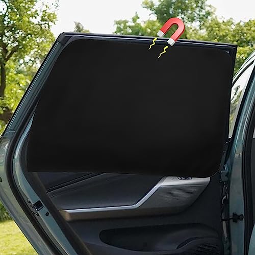 Ovege Car Window Shades Magnetic Suedette - Back Seat 2pcs Privacy Curtain UV Protection - color: Black-Suedette, size: Back Seat 2pcs