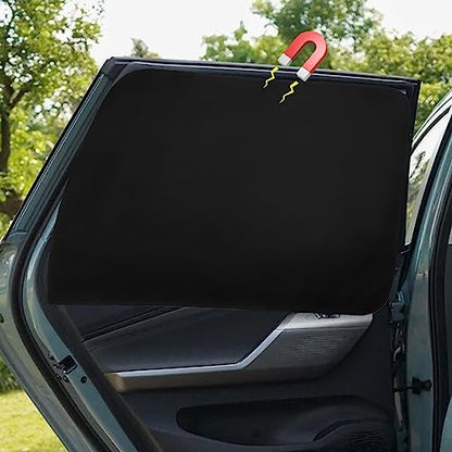 Ovege Car Window Shades Magnetic Suedette - Back Seat 2pcs Privacy Curtain UV Protection - color: Black-Suedette, size: Back Seat 2pcs