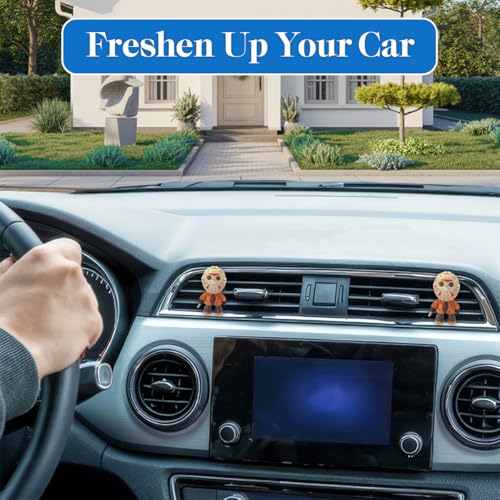 GENANY 3D Resin Horror Movie Killer Character Car Air Freshener Vent Clips, Spooky Car Freshener, Horror Air Freshener, Gothic Gifts for Women and Men, Cool Spring Gifts For Horror Fans - style: 06. Masked Character