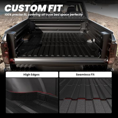 LASFIT Truck Bed Mat for Honda Ridgeline 2026 2025 2024 2023 2022 2021 2020 2019 2018 2017 5.3FT (64.0 in) Bed Mat, TPE All Weather Custom Fit Truck Cargo Bed Liner, Black - style: 8）For Honda Ridgeline | 2017-2026 | Truck Bed Mat