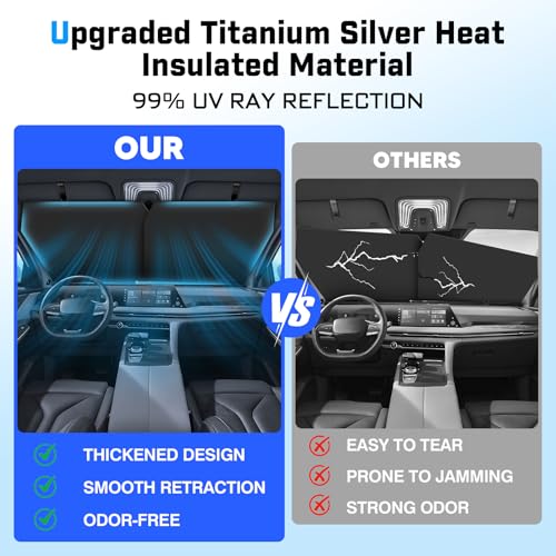 KUST Upgraded 2 Pack Retractable Automotive Sunshade Car Window Sunshades (Not fit for Truck), Adjustable Auto Thickened Sunshade, Car Accessories for All Season, Black and Silver, Blocks UV Rays - size: Universal Automatic Sunshades