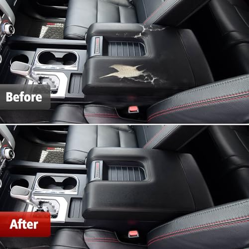 Car Center Console Cover Replacement for Toyota Tundra 2014 2015 2016 2017 2018 2019 2020 2021, Vinyl Leather Armrest Uhpholstery, Anti-Scratch, Black (Leather Part Only) - color: Black