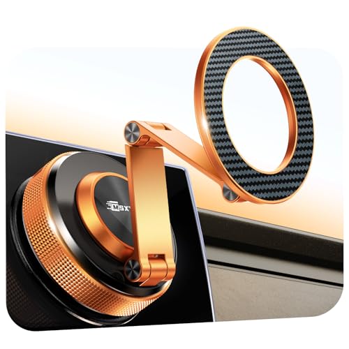 MSXTTLY Magnetic Car Phone Holder – 360° Car Phone Mount with Metal Long Arm & Extended Reach 2026 Tesla Phone Holders for Your Car for iPhone 17 Pro Max 16 15 14 13 12 Plus, Orange - color: Cosmic Orange