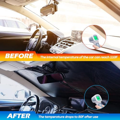 Car Windshield Sun Shade - Reflector Sunshade Offers Ultimate Protection for Car Interior, Cool Reflective Sun Blocker Fits Small Sedans, Mini SUVs - color: Sunset-Purple