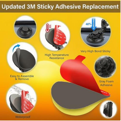 LingFei VHB Double-Sided Adhesive Pads for Dash Cam Mount – 4-Pack 2.2" Round, Heat Resistant Sticky Tape for Car Windshield, Dashboard, GPS, and Camera Holders with 4 Adhesion Promoter