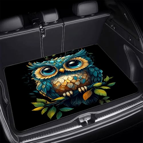 Universal Car Trunk Mat 29" x 39", Cute Owl Print All Weather Trunk Protection Cargo Liner, Durable Cargo Mat Rear Trunk Liner, Stylish Vehicle Interior Accessories Suitable for Most Car Models - color: Cute Owl Print