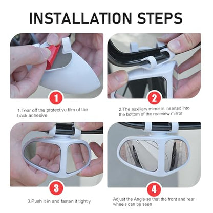 2PCS Car Blind Spot Mirrors, Double-Sided 360° Adjustable Rotating Rear View Mirror, HD Glass Wide Angle Auxiliary Blindspot Mirror, Universal for Most Car