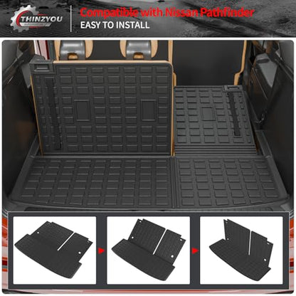 Cargo Mat Compatible with 2022-2025 2026 Nissan Pathfinder Trunk Mat Cargo Liner TPE All Weather Trunk Liner 2024 Pathfinder Accessories (Trunk Mat with Backrest Mat) - style: For Nissan Pathfinder | 2022-2026