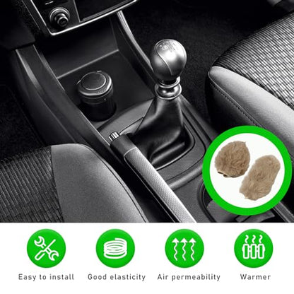 Ziciner 2PCS Plush Car Gear Shift Knob Cover & Handbrake Cover, Comfortable Anti-Slip Auto Shift Knob Protector, Fluffy Warm Hand Brake Handle Cover, Car Accessories (Light Brown) - color: Light Brown