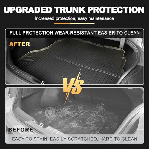 All Weather Floor Mats Compatible with Mercedes-Benz C Class Sedan C300 2015-2021, AOMSAZTO Custom Fit Rubber Cargo Mat 1st and 2nd Row Floor Liners & Trunk Mat Black (Only for Sedan) - style: 1) for Mercedes Benz C-Class | 2015-2021 | Floor+Cargo Mats