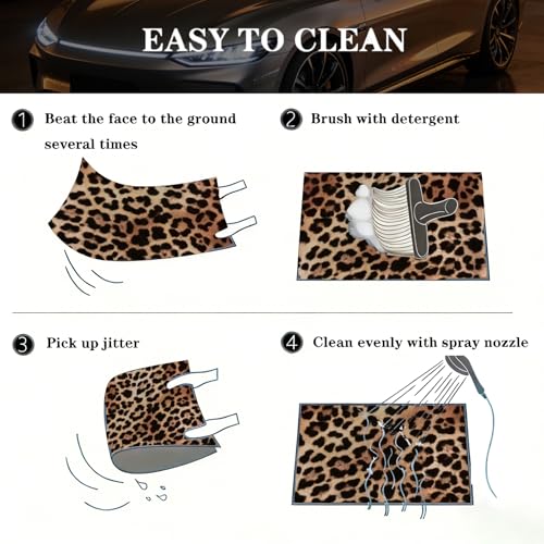 Universal Car Trunk Mat 29" x 39", Brown Leopard Print All Weather Durable Cargo Mat Protector for SUV, Truck, Van | Stylish Cargo Liner Cover Leopard Print Car Accessories - color: Brown Leopard Print