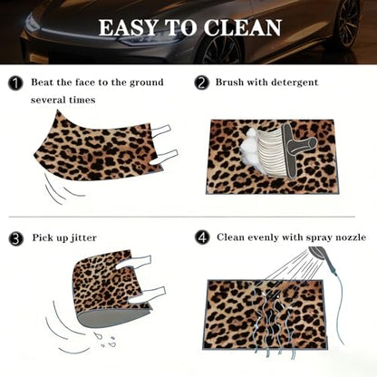 Universal Car Trunk Mat 29" x 39", Brown Leopard Print All Weather Durable Cargo Mat Protector for SUV, Truck, Van | Stylish Cargo Liner Cover Leopard Print Car Accessories - color: Brown Leopard Print