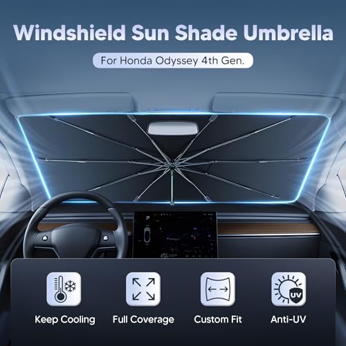 Autorder Windshield Sun Shade Umbrella for 2011-2017 Honda Odyssey Accessories,Upgraded Ice Crystal Material,Easy Setup Umbrella Sunshade for Car Windshield,100% Sun Blocking - size: Honda Odyssey 2011-2017
