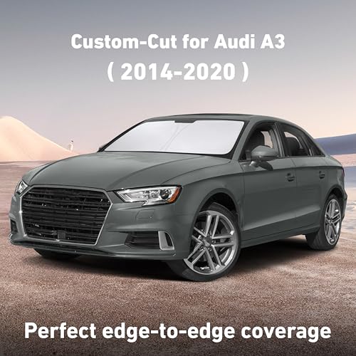 EcoNour Windshield Sunshade Compatible for Audi A3 2014-2018 2019 2020, Sun Visor for Front Windshield & Window Sun Shade Cover, UV Heat Blocker & Protector, Car Accessories - size: For Audi A3 (2014-2020)