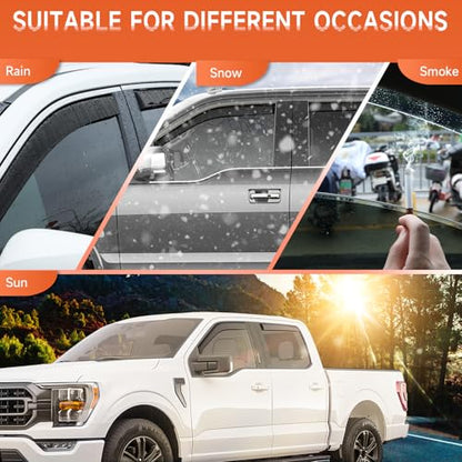 in-Channel Rain Guards Compatible with Ford F150 SuperCrew 2015-2026, Durable Side Windows Rain Guard Wind Deflectors 2025 F150 Crew Cab Window Deflectors - 4 PCS - size: Fit for Ford F150 Crew Cab 2015-2026