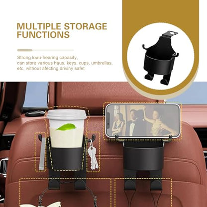 Back Seat Cup Holder, Headrest Cup Holder, Car Seat Headrest Organizer, Universal for Cars Portable Travel Accessories, 2 PCS (Black)