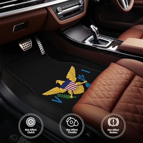 Coat of Arms of Virgin Islands National Emblem Universal Car Front Rear Floor Foot Mats Anti-Slip Car Mat Full Set of 4 Pieces Rubber Backing Carpet All Weather Protection Fit for SUV,Sedans, Trucks