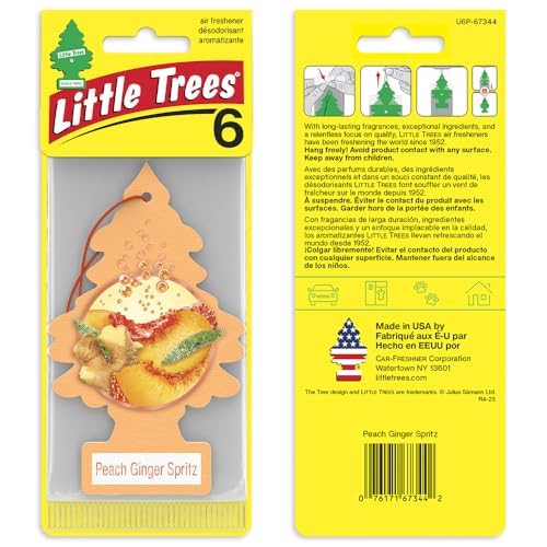 LITTLE TREES Car Air Freshener | Hanging Tree Provides Long Lasting Scent for Auto and Home | 24 Air Fresheners |Peach Ginger Spritz - color: Peach Ginger Spritz