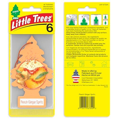 LITTLE TREES Car Air Freshener | Hanging Tree Provides Long Lasting Scent for Auto and Home | 24 Air Fresheners |Peach Ginger Spritz - color: Peach Ginger Spritz