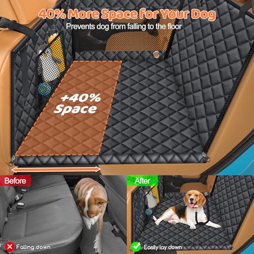 URPOWER Hard Bottom Dog Car Seat for Large Medium Dogs, Dog Back Seat Extender with 3-Sided Hard Boards, Waterproof Pet Backseat Cover Dogs Hammock for Large Cars, Trucks and SUVs, Holds up to 200 lbs - color: Black