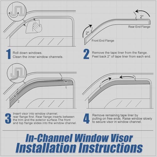 Auto Dynasty in-Channel Window Visors Compatible with 2016-2025 Chevrolet Malibu, 4Pcs Front Left Right Window Deflectors Rain Guards Sun Wind Air Side Vent Shade, Glossy Black