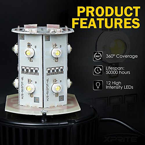 Xprite Amber LED Beacon Light, Forklift Strobe Lights w/Magnetic Base for Construction Vehicles, TowTrucks, Security Patrol, Postal, Golf Carts, UTV ATV, Snow Plows - color: Yellow
