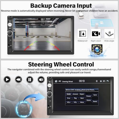 Double Din A-pple CarPlay Car Stereo with Carplay Android Auto,Bluetooth,7" HD Touchscreen 2 Din Car Radio Car Multimedia MP5 Player AUX/USB/TF Card Input Mirror Link,FM,SWC+12 LEDs-Backup Cam Mic USB - style: Model 1