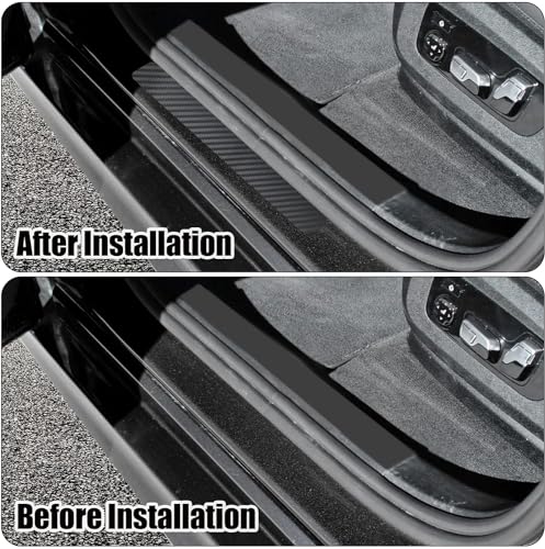 Car Door Edge Guards Door Sill Protector 3D Carbon Fiber Car Wrap Film Vinyl Automotive Wrap Film Car Door Sill Protection Film Anti-Collision Fits for Most Car Truck SUV (4In x 9.84Ft, Black)