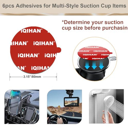 Extra Strong Adhesive Sticker Pads for Car Phone Mounts - 6pcs Double-Sided Very High Bond Circle Tape, 80mm (3.15") Round Sticky Replacement for Suction Cup Itmes Car Dashboard Dash Camera GPS