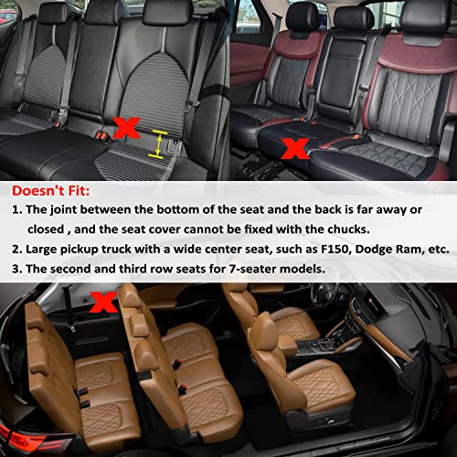 GIANT PANDA PU Leather Rear Seat Cover Protector, Anti-Slip Adjustable (50~55.5'') – Fits 90% Vehicles (Excludes Large SUVs/Trucks) - Black - color: Rear Seat Black, size: 1 Piece Standard Size