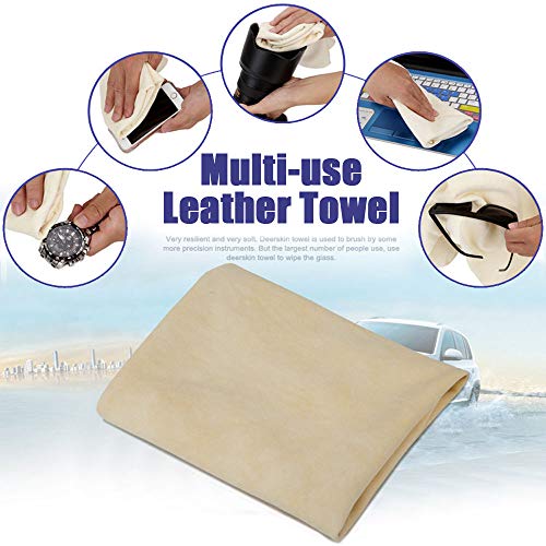 Chamois Cloth for Car - 35'' x 23.6'' (5.7 sq ft) - Extra Large Drying Natural Shammy Towel Real Leather Washing Cloth Cleaning Car Wipes