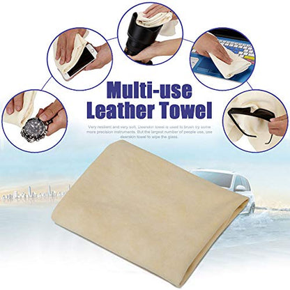 Chamois Cloth for Car - 35'' x 23.6'' (5.7 sq ft) - Extra Large Drying Natural Shammy Towel Real Leather Washing Cloth Cleaning Car Wipes