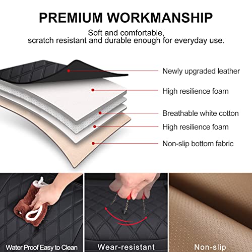 BEITK,2 Pack Leather Front Car Seat Cover Bottom Car Seat,Anti-Slip and Full Wrap Driver Car Seat Protectors Storage Pocket,Luxury Waterproof Bottom Auto Seat Cushion Pad MatMost Vehicles(Black) - color: black-2pcs