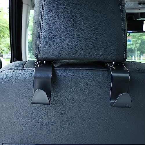 Car Seat Headrest Hooks, Car Organizer Hanger Storage Hooks for Handbags Purses Groceries Backpack Coat 4 Pack (Black) - color: Black