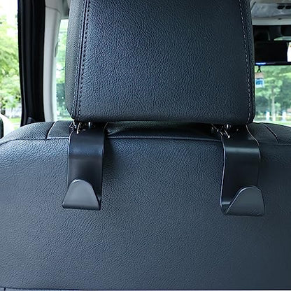 Car Seat Headrest Hooks, Car Organizer Hanger Storage Hooks for Handbags Purses Groceries Backpack Coat 4 Pack (Black) - color: Black