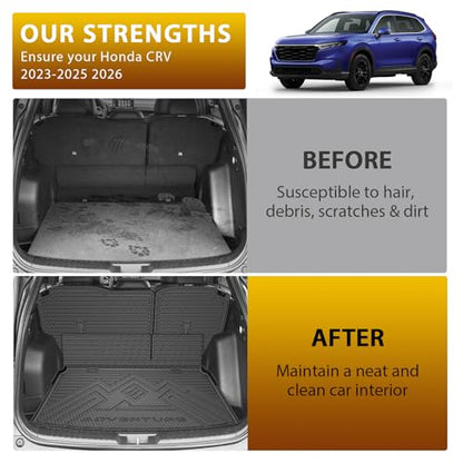 Powerty Floor Mats for 2023-2025 2026 Honda CRV (Gas Model Only) Car Mats, All Weather TPE Custom Upper & Lower Position Cargo Liner Seat Back Covers Protectors Full Set Car Accessories - size: 4)Honda CR-V Gas｜23-26｜Full Set