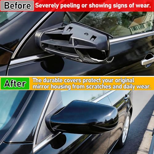 Moonlinks 1Pair Compatible with 2007 2008 2009 2010 2011 2012 Nissan Altima 2.5L Mirror Cover Replacement, Glossy Black Left Driver Side & Right Passenger Side Door Rearview Side Clip-on Mirror Cap - color: Pair Black