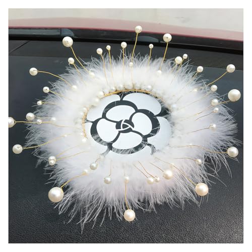 Camellia Car Dashboard Anti-Slip Mat, Pearl Feather Auto Dash Phone Hold Sticky Pad, 5.91'' Vehicle Strong Gripping Mat for Keychains, Sun Glasses and Electronic Devices (Round) - color: Round