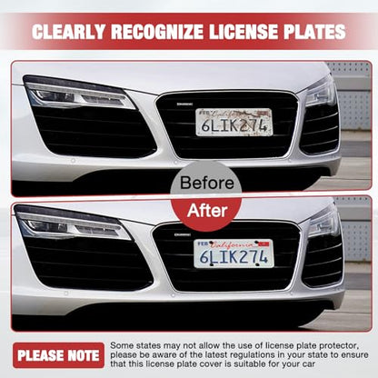 License Plate Protector 2 Pack, Clear License Plate Cover 12.08 * 6.02’’ Universal, Plate Cover for Car Plastics, Car Frame Cover Shield with Screws Transparent Spacers Screw Caps by XIOGZAXI - style: Style A