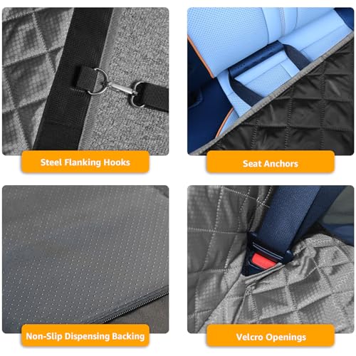 PETICON Large Dog Car Seat, Back Seat Extender for Dogs with 3 Mesh Windows, Waterproof Medium Carseat for Dogs with Hard Bottom, Pet Seat Cover for Cars, Trucks and SUVs (Gray) - color: Gray