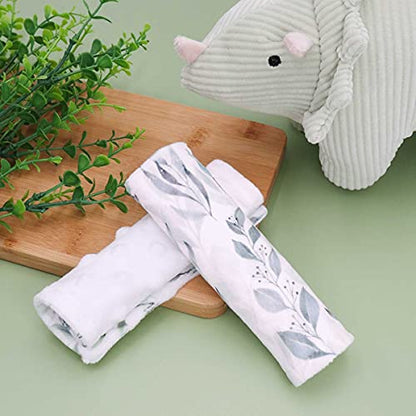 DILIMI Baby Car Seat Neck Cover, 2Pcs Car Seat Belt Cover Pad, Shoulder Strap Protectors, Seat Belt Covers Cushion for Boy Girl (Leaf) - color: Leaf