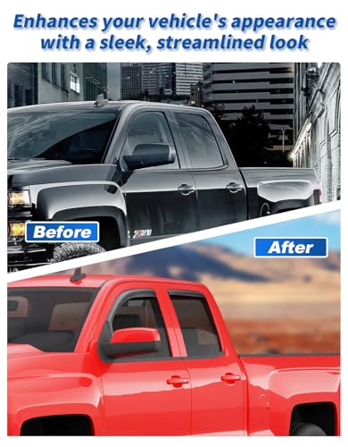 in-Channel Window Rain Guards Fit for Chevy Silverado/GMC Sierra 2014-2018 Double Cab Rain Guard Extra Durable Window Deflectors Truck Window Vent Visors Shades Exterior Car Accessories - size: For 2014-2018 Silverado/GMC Sierra Double Cab