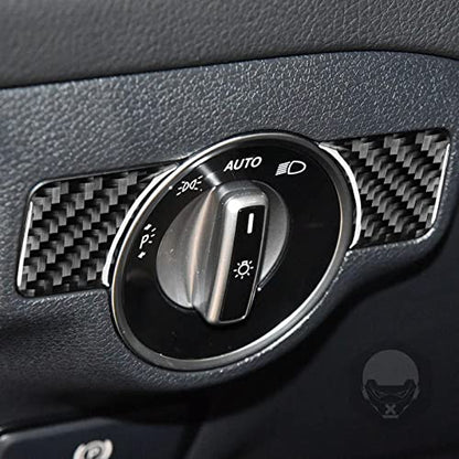 NVCNX Carbon Fiber Compatible with Mercedes-Benz C-Class W204 C300 C350 C63 AMG 2008 2009 2010 Sedan Accessories Car Dash Headlight Switch Button Panel Cover Interior Trim Sticker Decal 2PCs - color: Dash Headlight Switch Button Trim - for 2008-2010